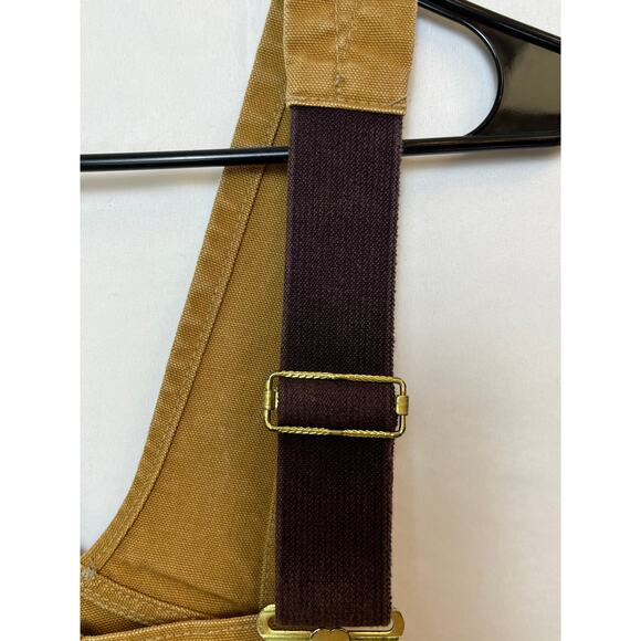 Carhartt Men’s 44x32 Tan Duck Bib Overalls Detroit Made Workwear Durable Pants - Picture 11 of 13